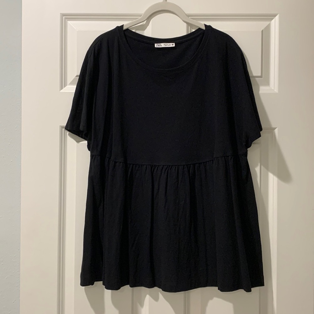 Zara Peplum Tee Shirt - Black